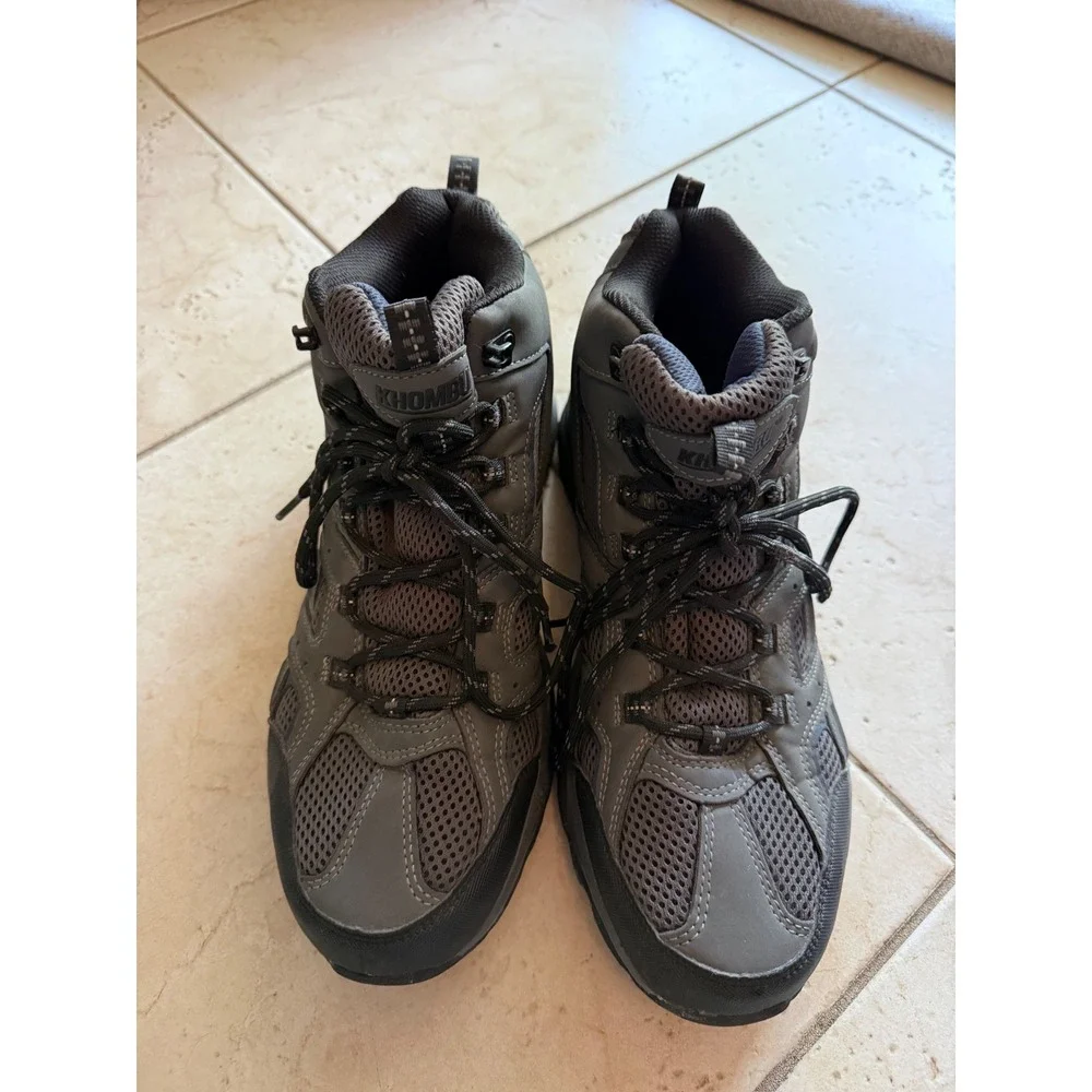 Khombu Luke Mens Hiking Boots Grey Blue Mid Top Trail Shoes Size 10M 1636198